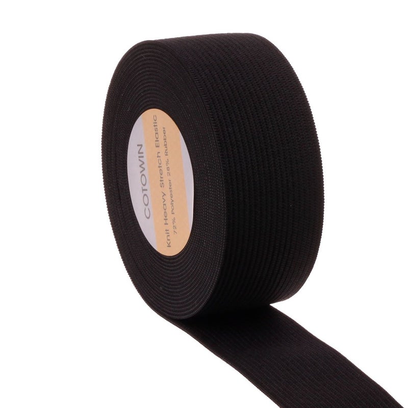 COTOWIN 1 1/4-Inch by 5-Yard Black Heavy Stretch Knit Elastic - Image 2